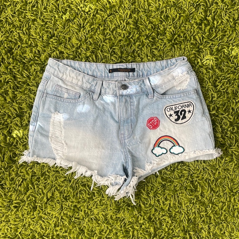 Penshoppe Patchwork Distressed Jean Shorts